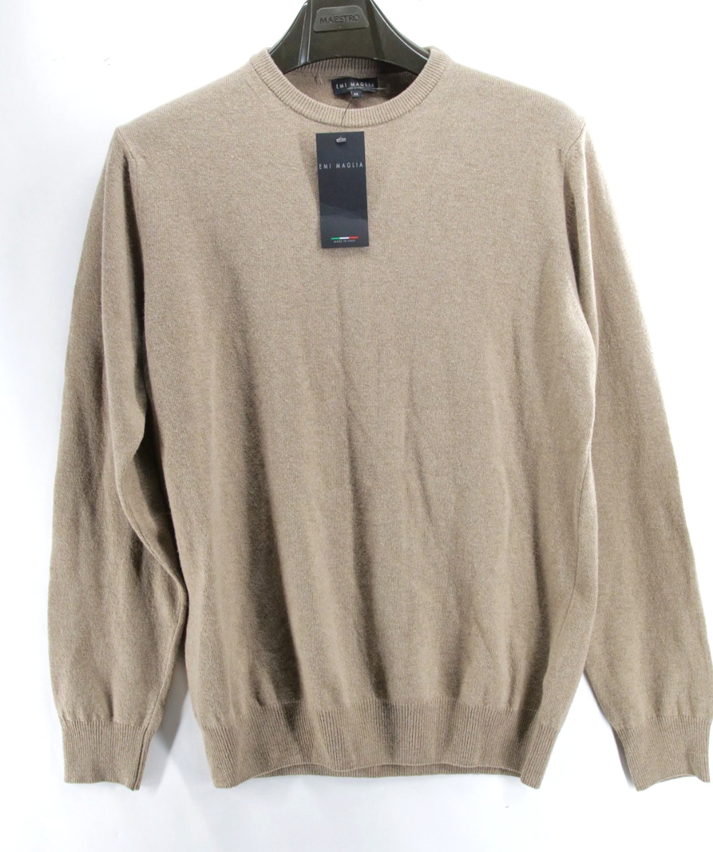 NWT EMI MAGLIA Mens Medium Italy Wool Cashmere Sweater Pullover Light Tan